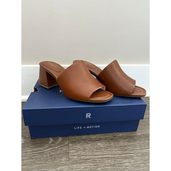NIB Rockport Brown Farrah Slide Block Heels Size 8.5 - Picture 1 of 7